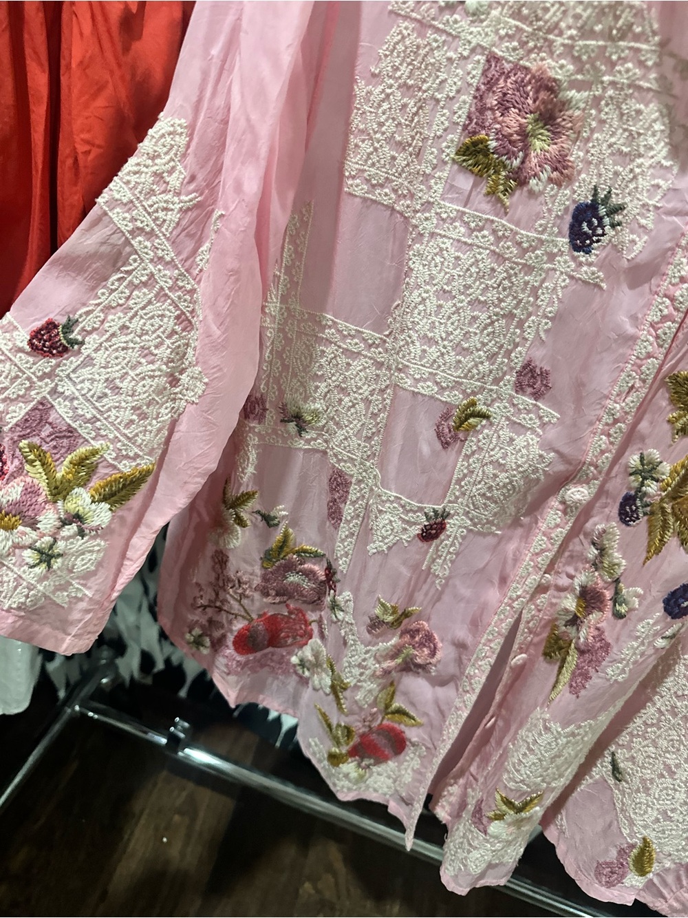 Johnny Was Embroidered Pink Floral Button-Up Blouse - Picture 5 of 9